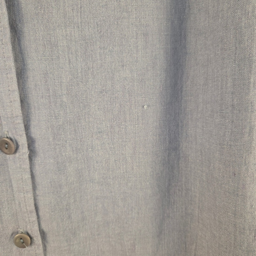 FLAX 100% Linen Short Sleeve Button Up Shirt Blue Lagenlook Size 1G Generous - Picture 5 of 9